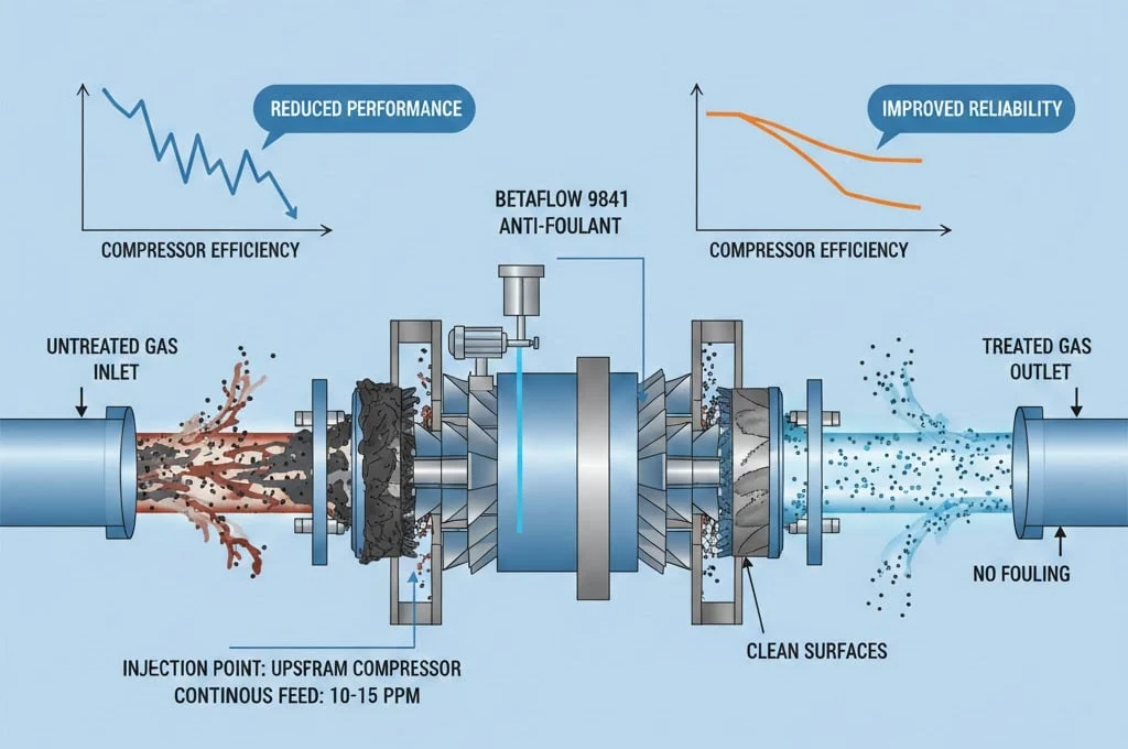 Penerapan BETAFLOW 9841 untuk pengendalian fouling pada sistem kompresor gas industri